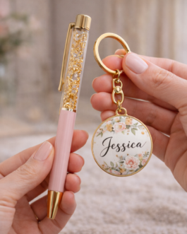 Gold Flake Pen Keyring Combo